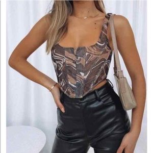 White fox corset style crop top